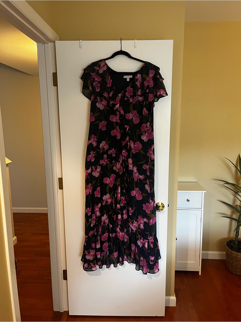 Chelsea28 Navy High Low Dress with Pink Floral Print